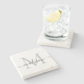Elegant Personalized Monogram Script Name Stylish Stenen Onderzetter (Zijkant)