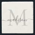 Elegant Personalized Monogram Script Name Stylish Stenen Onderzetter<br><div class="desc">Elegant Persoonlijk Monogram Script Name Stylish Stone Onderzetter</div>