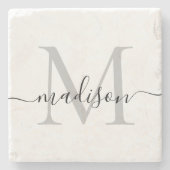 Elegant Personalized Monogram Script Name Stylish Stenen Onderzetter (Voorkant)
