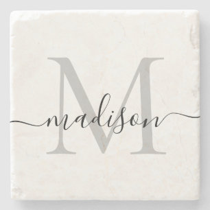 Elegant Personalized Monogram Script Name Stylish Stenen Onderzetter