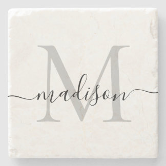 Elegant Personalized Monogram Script Name Stylish Stenen Onderzetter