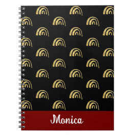 Elegant Personalized name  gold rainbow  pattern Notitieboek