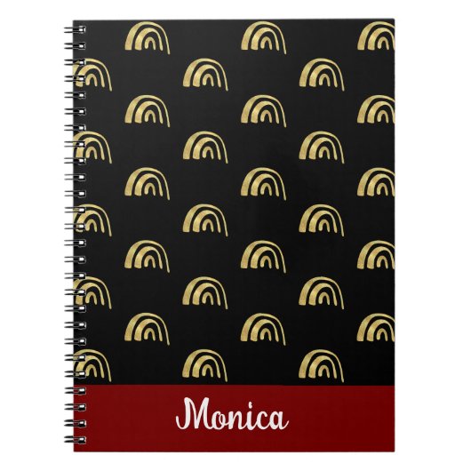 Elegant Personalized name gold rainbow pattern Notitieboek (Voorkant)
