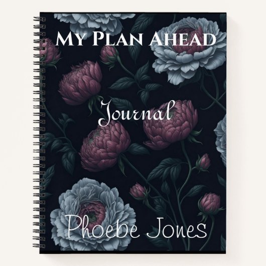Elegant Personalized Name Peonies Journal Notebook Notitieboek (Voorkant)