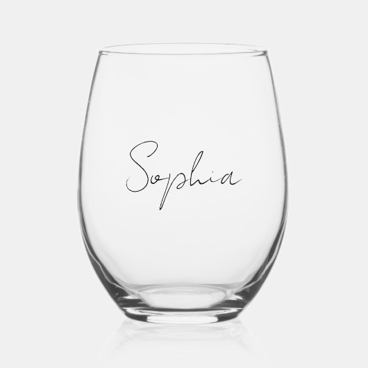 Elegant Personalized Name Wijnglas Zonder Voet (Voorkant)