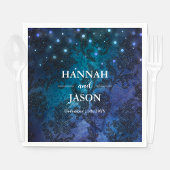 Elegant Personalized Navy Blue Winter Wedding Servet