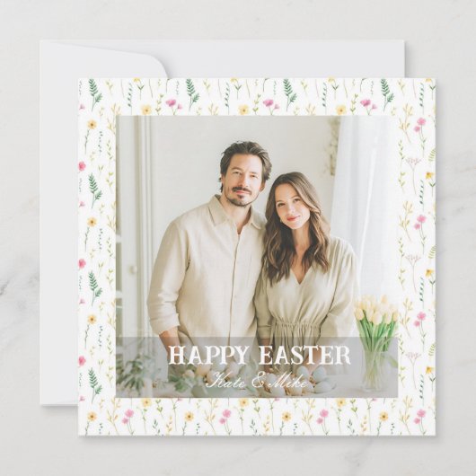 Elegant Personalized Photo Happy Easter Feestdagenkaart (Voorkant)