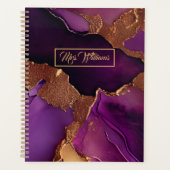 Elegant Personalized Planner Paars, Gold Marble (Voorkant)