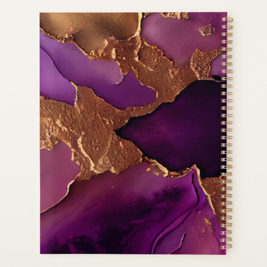 Elegant Personalized Planner Paars, Gold Marble (Achterkant)