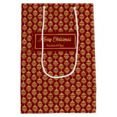 Elegant Personalized Red and Gold Gift Bag Medium Cadeauzakje (Achterkant)