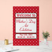 Elegant Personalized Red White Pattern Acryl Bord (Huwelijk)
