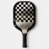 Elegant Personalized Steel and Dark Marble Pickleball Paddle (Voorkant)