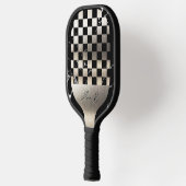 Elegant Personalized Steel and Dark Marble Pickleball Paddle (Links)