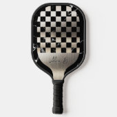 Elegant Personalized Steel and Dark Marble Pickleball Paddle (Achterkant)