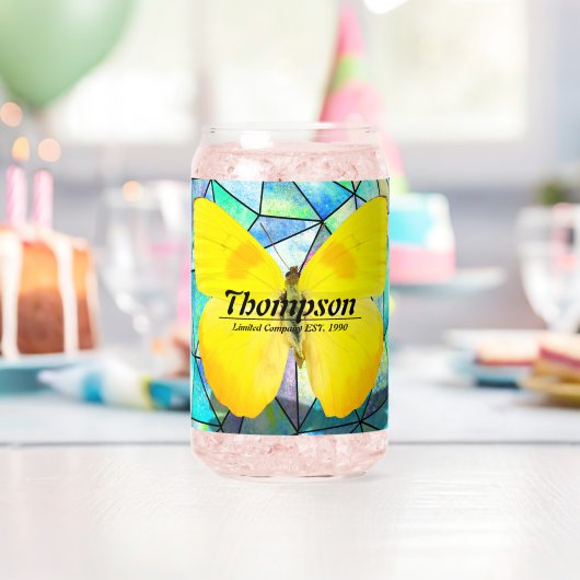 Elegant personalized summer bright geometric Blue Blikvorm Glas (Insitu (Verjaardag))