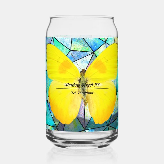 Elegant personalized summer bright geometric Blue Blikvorm Glas (Achterkant)