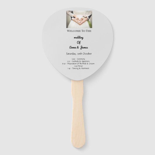Elegant Personalized Wedding Program Handfans Handwaaier (Voorkant)