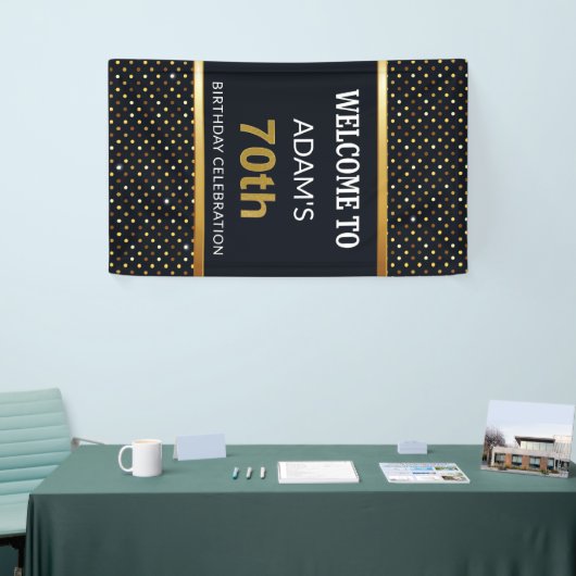 Elegant persoonlijk aangepast 70e verjaardag Gold Spandoek (Beurs)