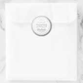 Elegant persoonlijk Afstuderen Faux Silver Foil Ronde Sticker (Tas)