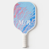 Elegant persoonlijk blauw en roze marmer pickleball paddle (Voorkant)
