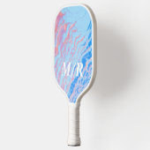 Elegant persoonlijk blauw en roze marmer pickleball paddle (Links)