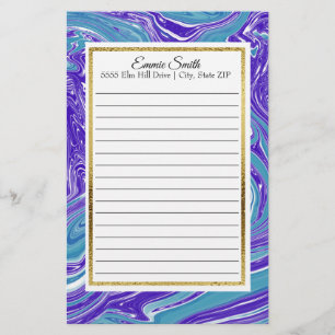 Elegant Persoonlijk Blauwe Turquoise en Gouden Bri Briefpapier