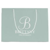 Elegant Persoonlijk Bridesmaid Monogram en Naam Groot Cadeauzakje (Voorkant)