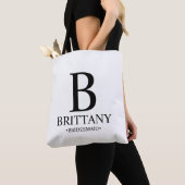 Elegant Persoonlijk Bridesmaid Monogram en Naam Tote Bag (Dichtbij)