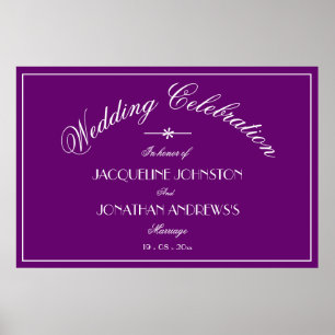 Elegant Persoonlijk Chic Paars Huwelijksbord Poster
