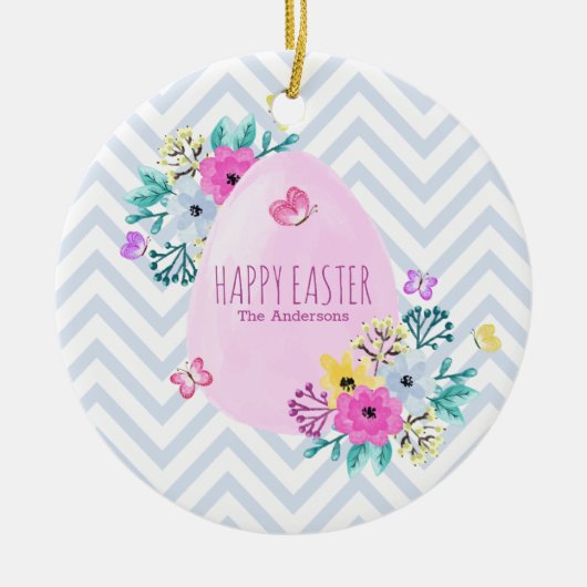 Elegant Persoonlijk Happy Easter Ceramic Ornament (Voorkant)