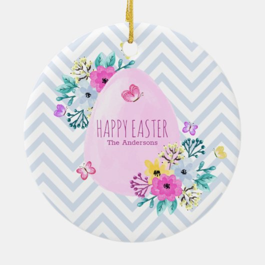 Elegant Persoonlijk Happy Easter Ceramic Ornament (Achterkant)