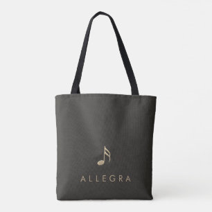 Elegant persoonlijk in reliëf geplaatst Gold Music Tote Bag