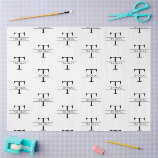 Elegant Persoonlijk Monogram Aangepaste Naam Patro Tissuepapier (Craft)