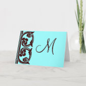 Elegant persoonlijk Monogram Chocolade Blauwgroen Notitiekaartje (Voorkant)