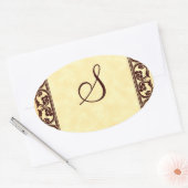 Elegant persoonlijk monogram in bruin ovale sticker (Envelop)