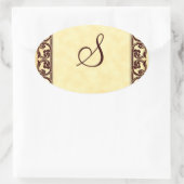 Elegant persoonlijk monogram in bruin ovale sticker (Tas)