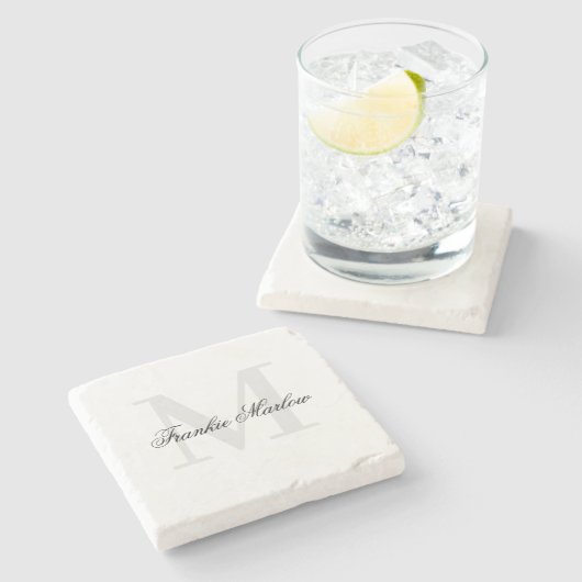 Elegant Persoonlijk Monogram Manuscript - Klassiek Stenen Onderzetter (Zijkant)