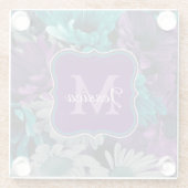 Elegant persoonlijk Paarse en blauwe bloemen Glazen Onderzetter (Achterkant)