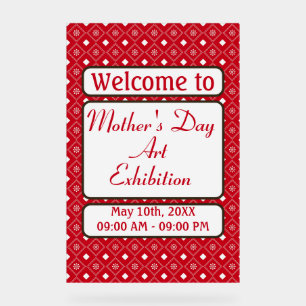 Elegant Persoonlijk Rood Wit Patroon Acryl Bord