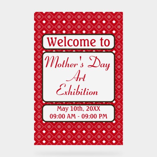 Elegant Persoonlijk Rood Wit Patroon Acryl Bord (Voorkant)