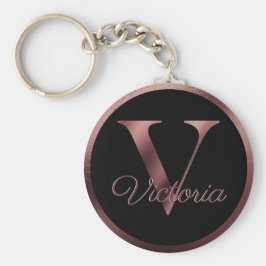 Elegant persoonlijk Roos Gold Monogram Letter V Sleutelhanger