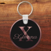 Elegant persoonlijk Roos Gold Monogram Letter X Sleutelhanger (Voorkant)