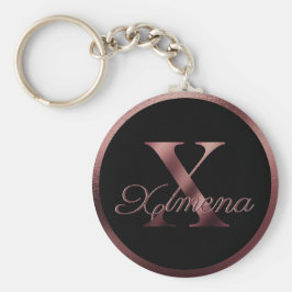 Elegant persoonlijk Roos Gold Monogram Letter X Sleutelhanger