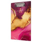 Elegant persoonlijk roze en goudmarmer klembord (Links)