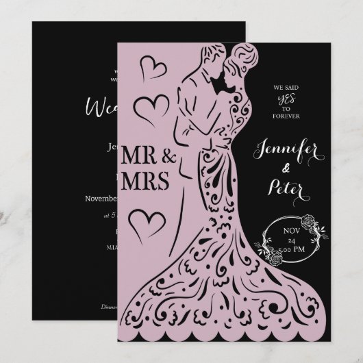 Elegant, persoonlijk uitgelokaliseerd uitnodigen kaart (Voorkant / Achterkant)