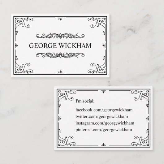 Elegant persoonlijk  Victoriaans Visitekaartje (Voorkant / Achterkant)