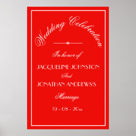 Elegant Persoonlijk Welkomstteken Chic Red Wedding Poster