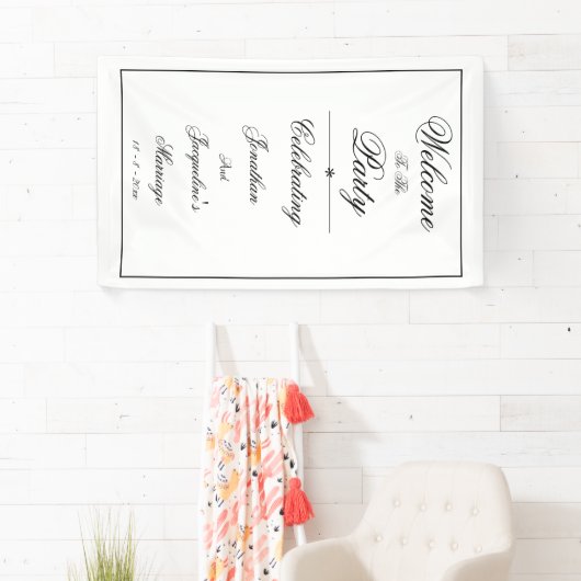 Elegant Persoonlijk Wit Weddenschap Welkomstbanner Spandoek (Insitu)