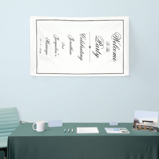 Elegant Persoonlijk Wit Weddenschap Welkomstbanner Spandoek (Beurs)