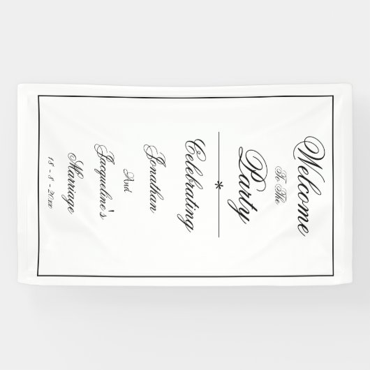 Elegant Persoonlijk Wit Weddenschap Welkomstbanner Spandoek (Horizontaal)
